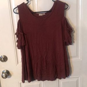 Burgundy top cut out shoulders